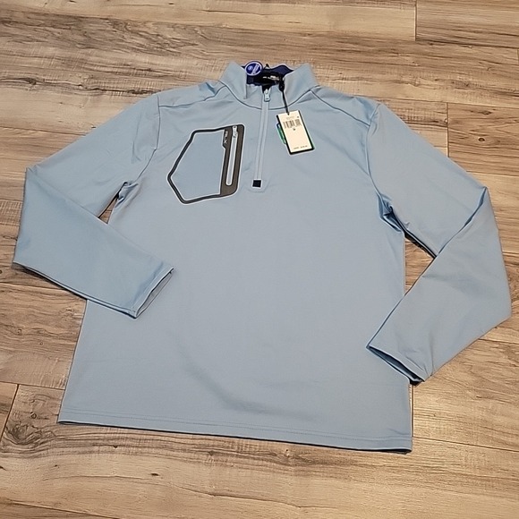 NEW RLX Ralph Lauren Luxury Performance Jersey Mens Medium 1/4 Zip Pullover Blue